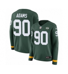 Women's Nike Green Bay Packers #90 Montravius Adams Limited Green Therma Long Sleeve NFL Jersey