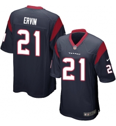 Men's Nike Houston Texans #21 Tyler Ervin Game Navy Blue Team Color NFL Jersey