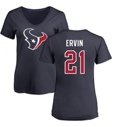 NFL Women's Nike Houston Texans #21 Tyler Ervin Navy Blue Name & Number Logo T-Shirt