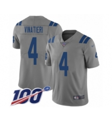 Youth Indianapolis Colts #4 Adam Vinatieri Limited Gray Inverted Legend 100th Season Football Jersey