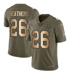 Men's Nike Indianapolis Colts #26 Clayton Geathers Limited Olive/Gold 2017 Salute to Service NFL Jersey