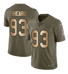 Men's Nike Indianapolis Colts #93 Jabaal Sheard Limited Olive/Gold 2017 Salute to Service NFL Jersey