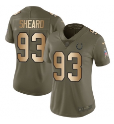 Women's Nike Indianapolis Colts #93 Jabaal Sheard Limited Olive/Gold 2017 Salute to Service NFL Jersey