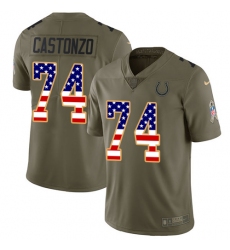 Men's Nike Indianapolis Colts #74 Anthony Castonzo Limited Olive/USA Flag 2017 Salute to Service NFL Jersey