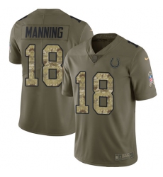 Men's Nike Indianapolis Colts #18 Peyton Manning Limited Olive/Camo 2017 Salute to Service NFL Jersey