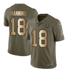 Youth Nike Indianapolis Colts #18 Peyton Manning Limited Olive/Gold 2017 Salute to Service NFL Jersey