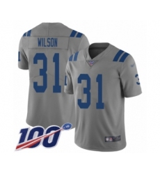 Men's Indianapolis Colts #31 Quincy Wilson Limited Gray Inverted Legend 100th Season Football Jersey