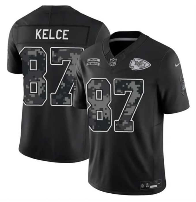 Men's Kansas City Chiefs #87 Travis Kelce Black 2026 F.U.S.E. Salute to Service Limited Football Stitched Jersey