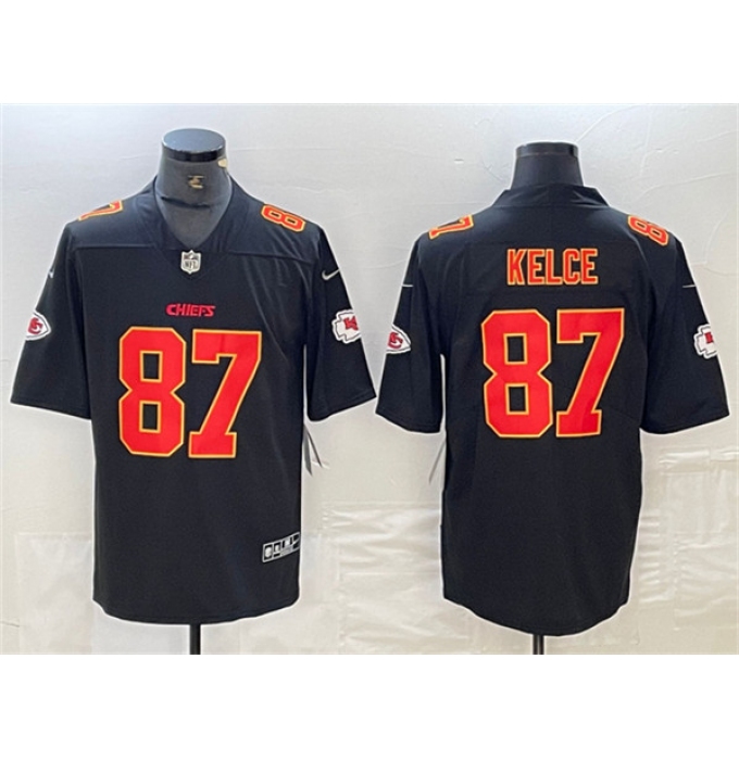 Men's Kansas City Chiefs #87 Travis Kelce Black Vapor Untouchable Limited Football Stitched Jersey