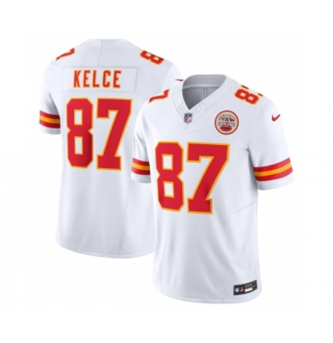Men's Kansas City Chiefs #87 Travis Kelce White 2023 F.U.S.E. Vapor Untouchable Limited Stitched Jersey