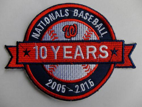 Stitched 2015 Washington Nationals Baseball 10th Anniversary Years Jersey Sleeve Patch